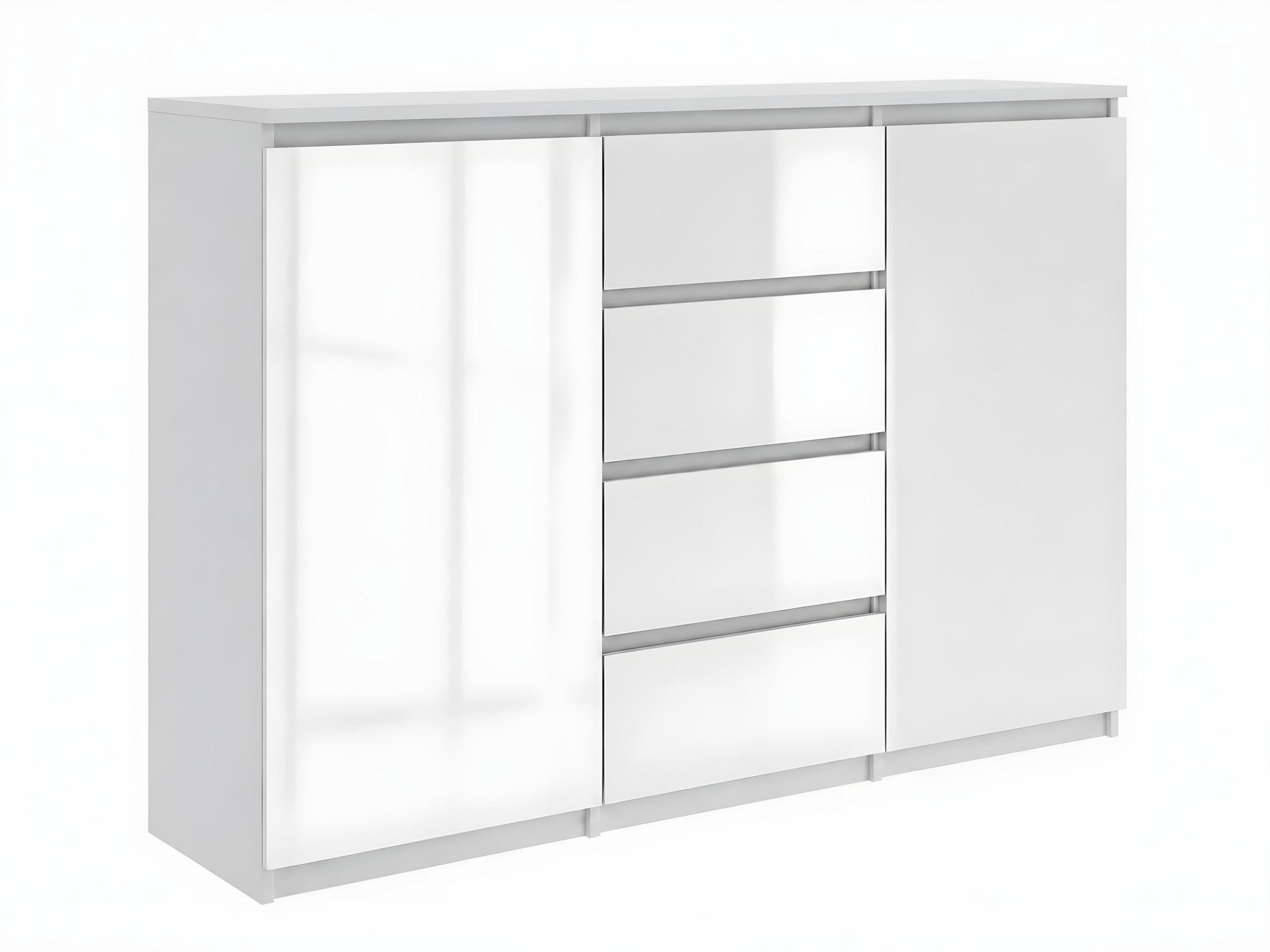 Emix24 Kommode Weiß Hochglanz 120x99x35 cm