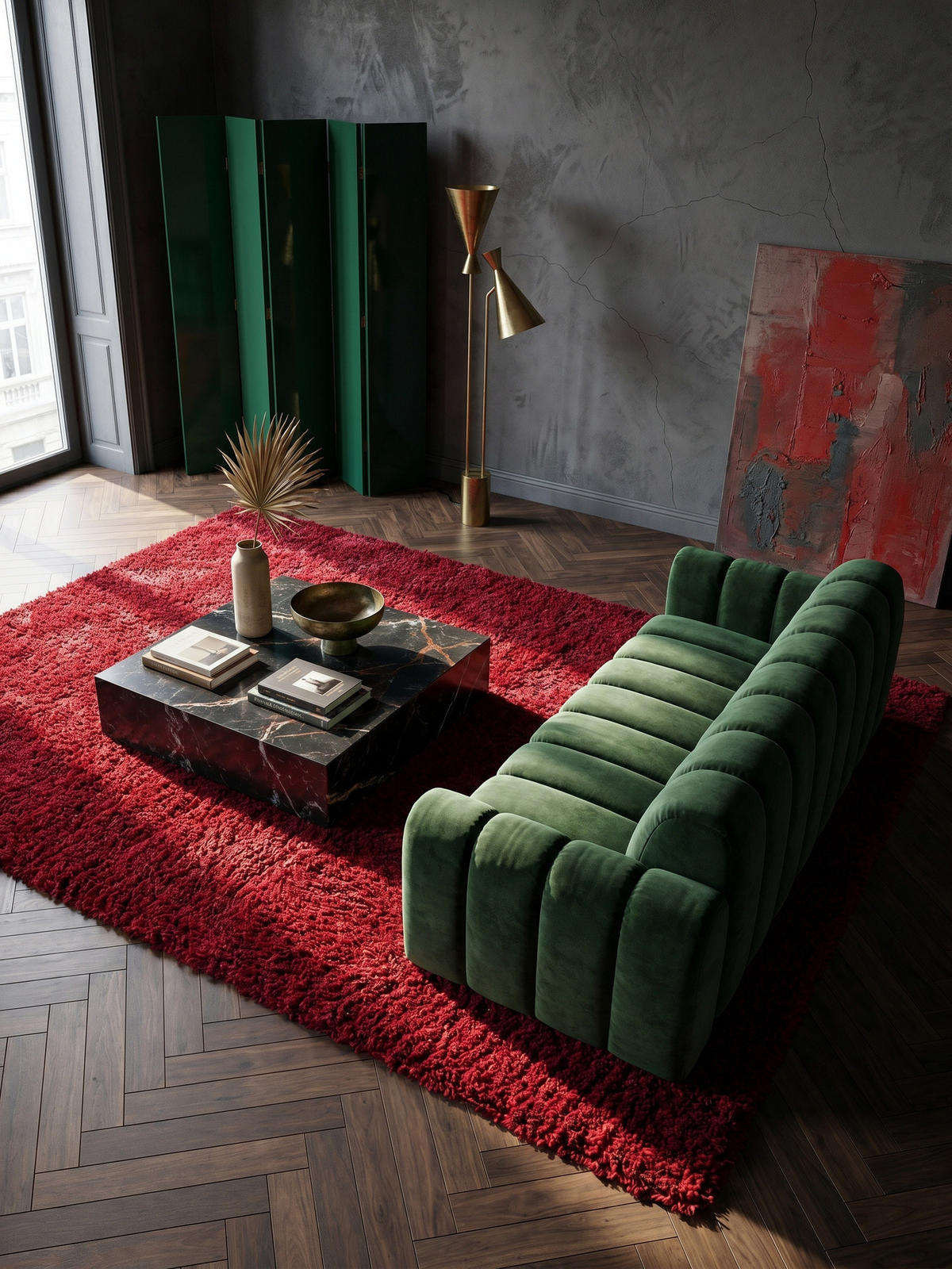 TEPPICH Hochflor Unifarben Polypropylen Wohnzimmer Shaggy Rot Rechteckig 300x400 - Rot, Textil (400/300cm) - KADIMA DESIGN