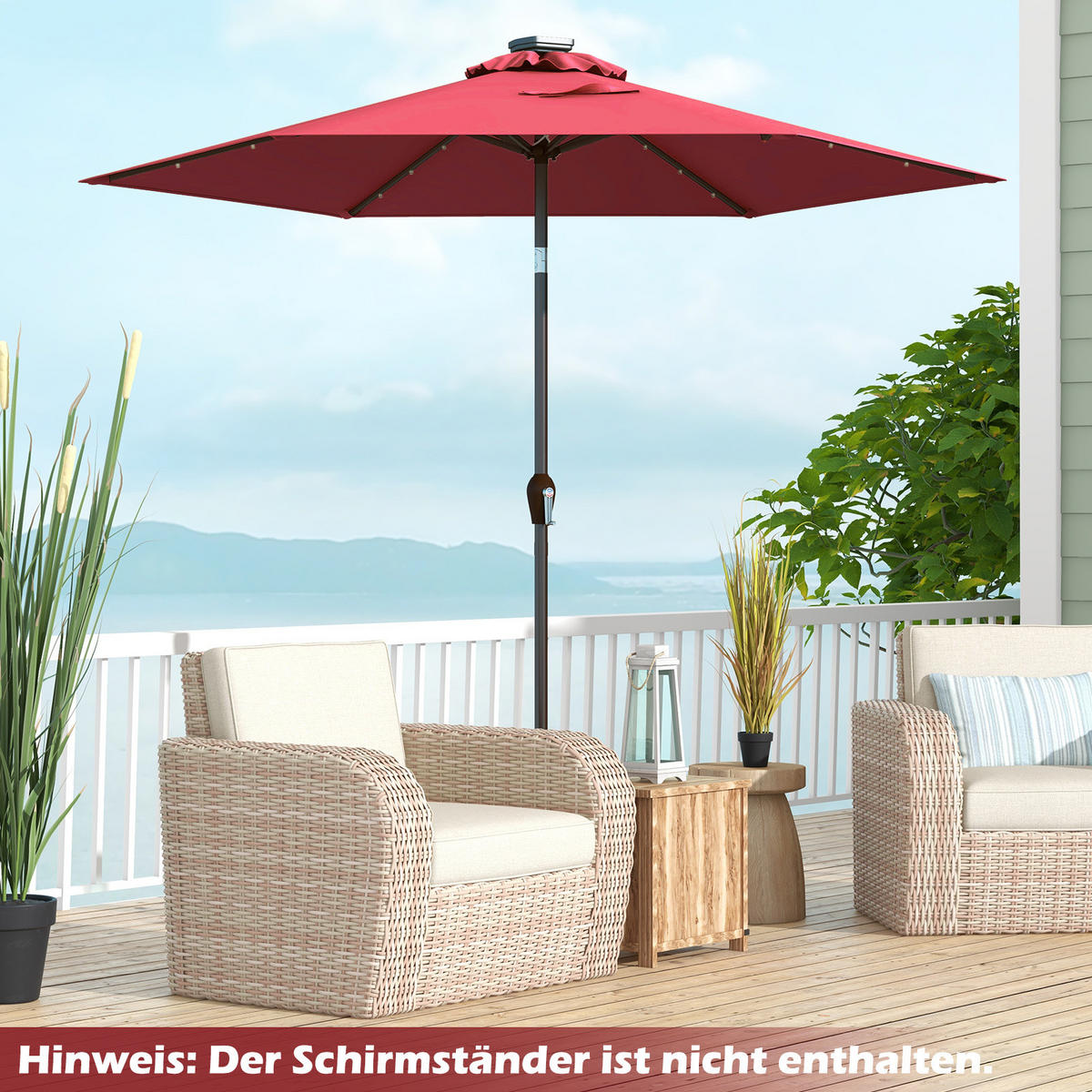 SONNENSCHIRM Weinrot - Weinrot, Kunststoff (270/270cm) - COSTWAY