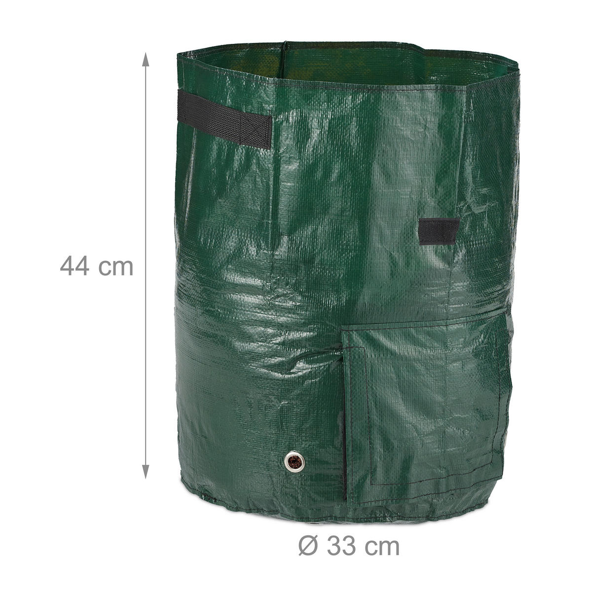 3XKARTOFFEL-PFLANZSACK - Dunkelgrün, Kunststoff (33/44cm) - Relaxdays