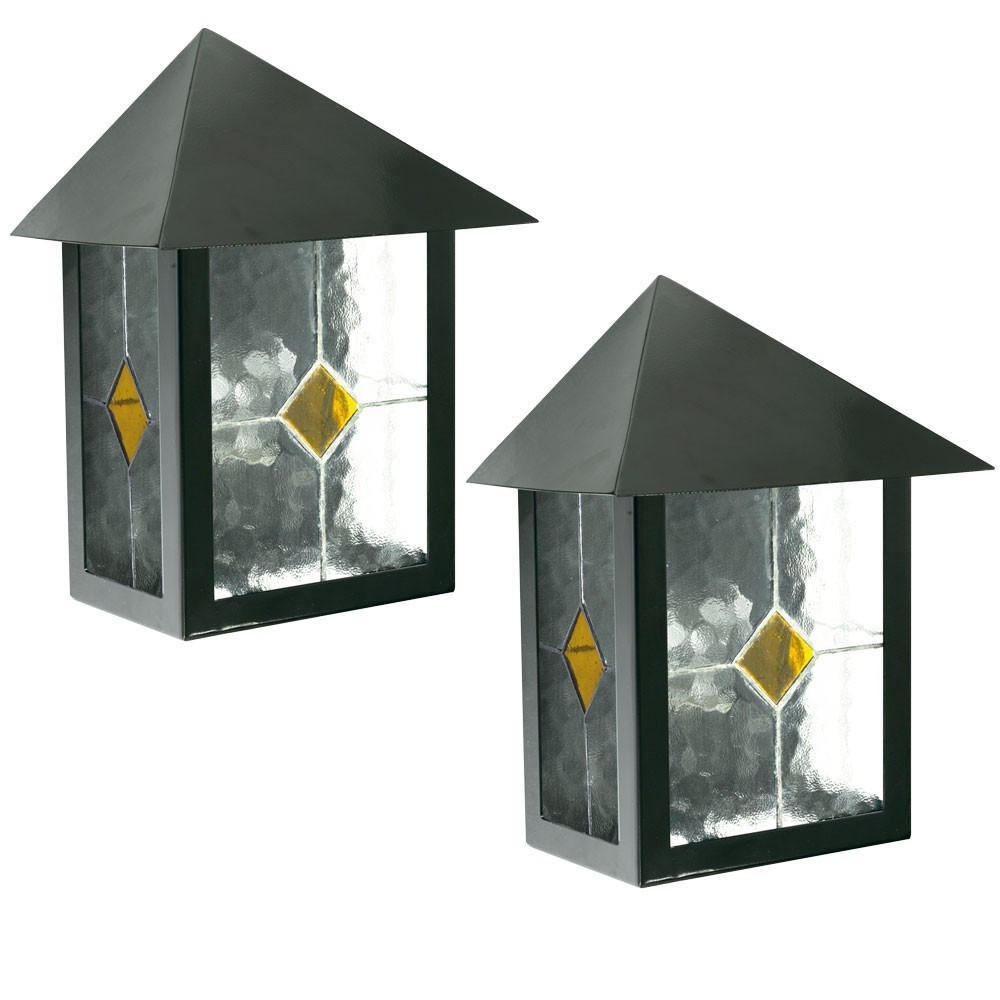 WANDLAMPE Glas Schwarz Tiffanytechnik 2er Set - Schwarz, Glas (16/24/32.5cm)