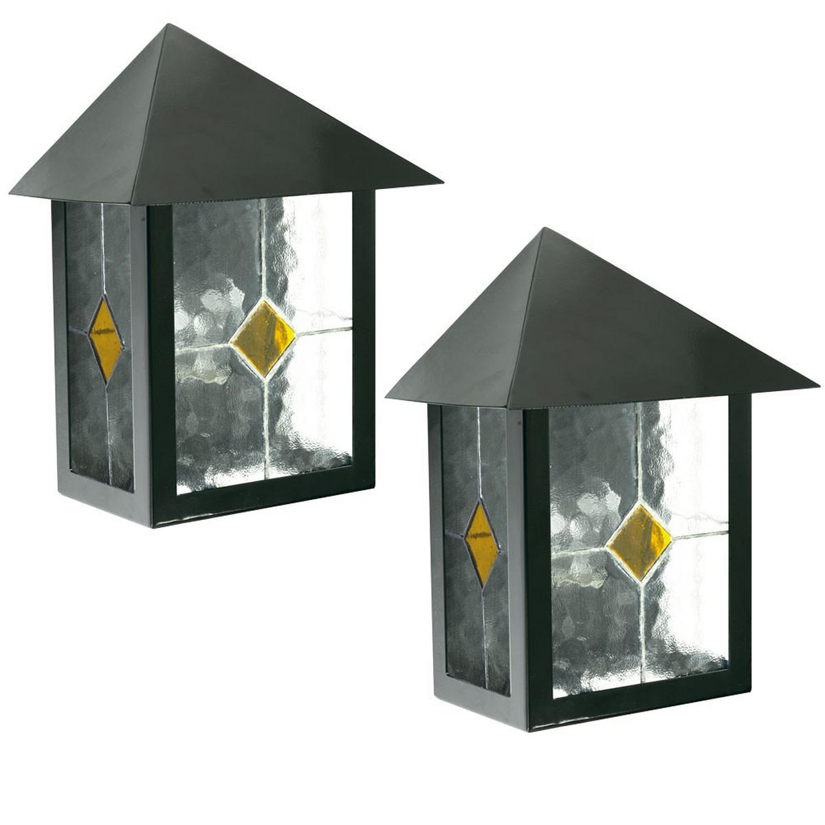 WANDLAMPE Glas Schwarz Tiffanytechnik 2er Set - Schwarz, Glas (16/24/32.5cm)