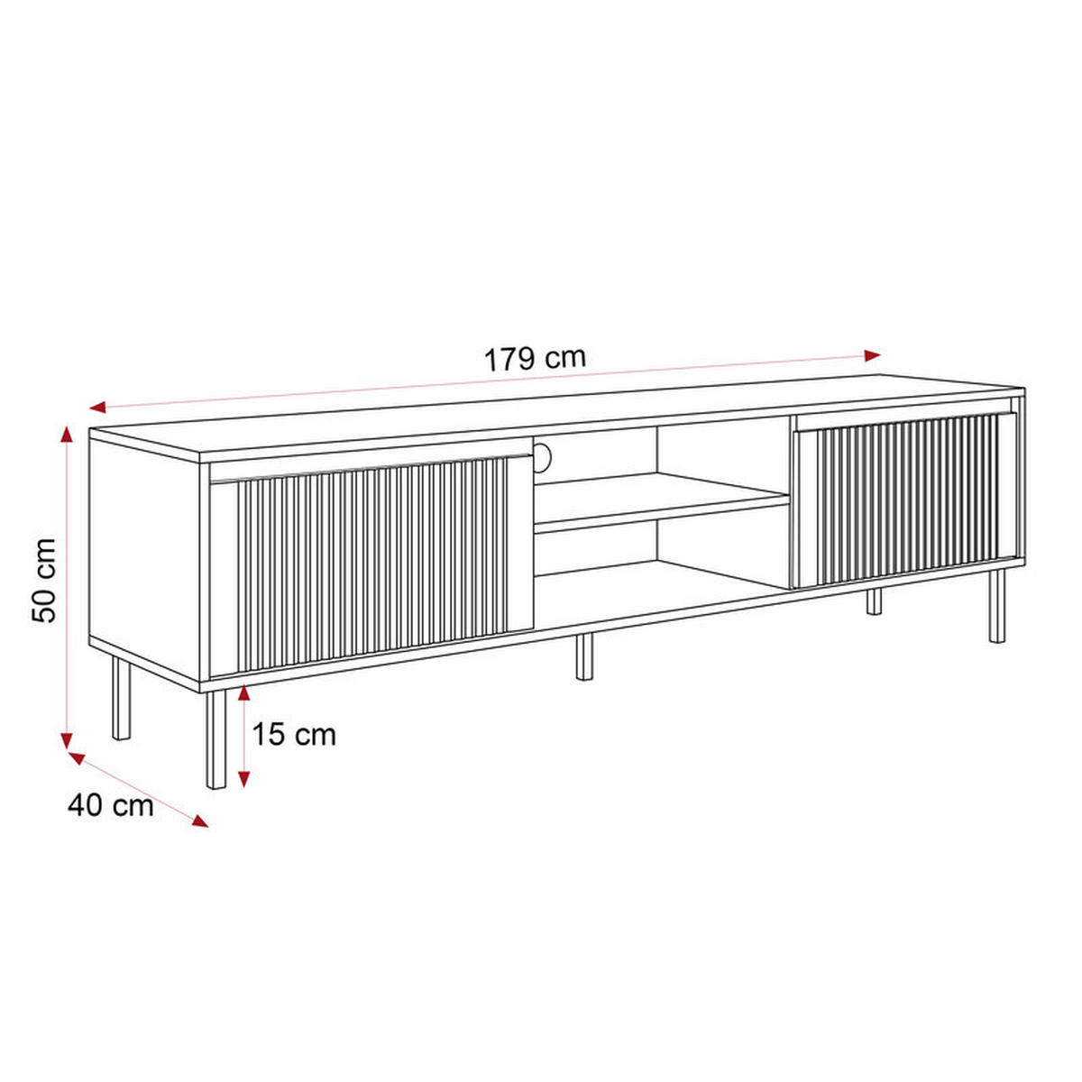 TV-LOWBOARD LIRA stehend, 179 cm Sandbeige - Beige/Schwarz, Holzwerkstoff/Metall (179/50/40cm) - Idohome