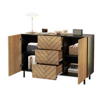 SIDEBOARD in Holzfarbe Aufbewahrungsschrank mit 3 Schubladen für Wohnzimmer, B120/T40/H76 cm - Schwarz/Naturfarben, Holzwerkstoff/Metall (120/76/40cm) - STILVORA