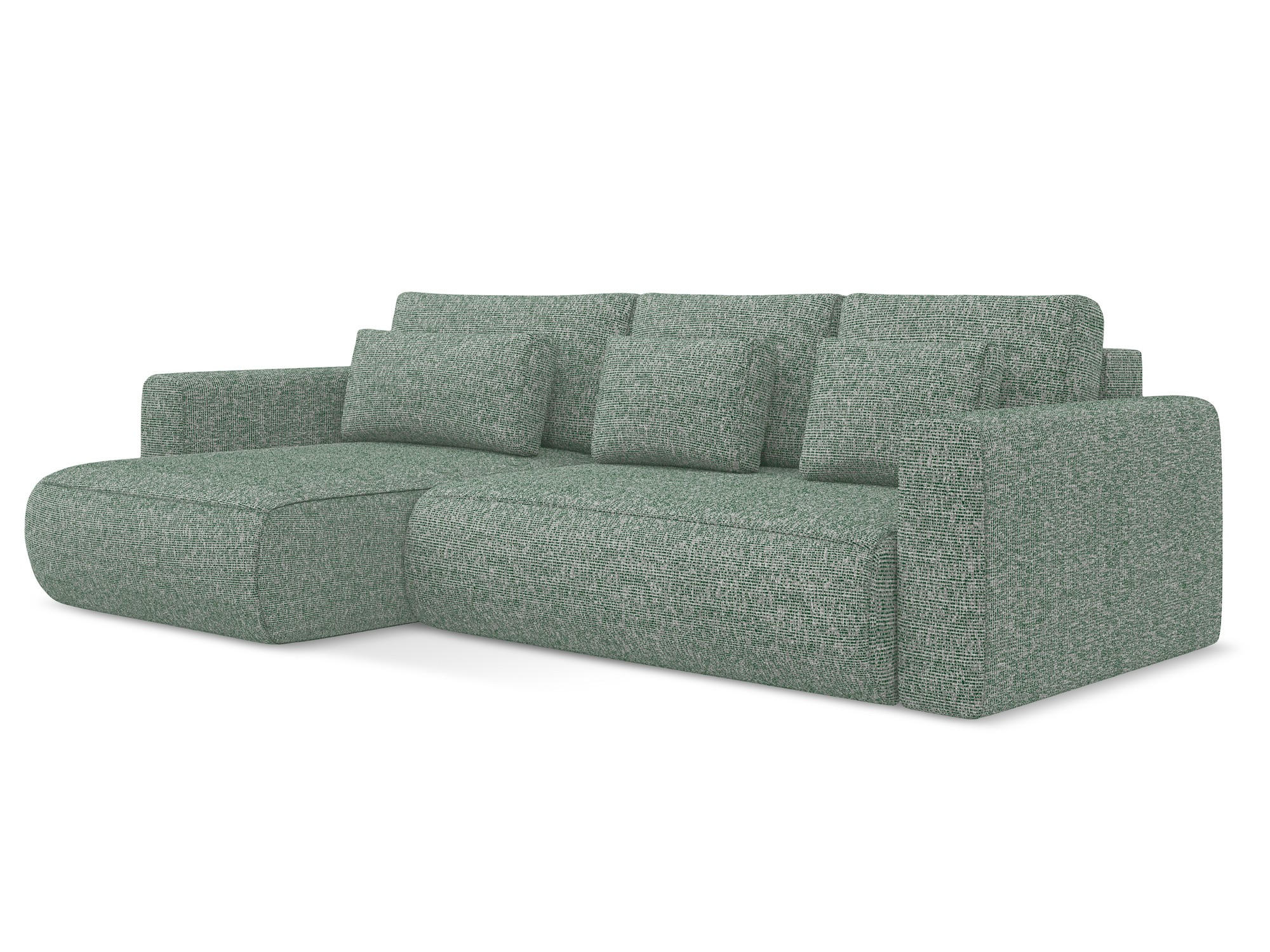 ECKSOFA mit Schlaffunktion Strukturstoff Stoff Grün - Schwarz/Hellgrün, Kunststoff/Textil (149/278cm) - Makamii