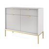 SIDEBOARD Eternas 2T 2S Grau 104/83/39 cm – goldene Füße, mit geriffelten Fronten - Goldfarben/Grau, Holzwerkstoff (104/83/39cm) - AX Living