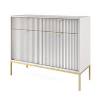 SIDEBOARD Eternas 2T 2S Grau 104/83/39 cm – goldene Füße, mit geriffelten Fronten - Goldfarben/Grau, Holzwerkstoff (104/83/39cm) - AX Living