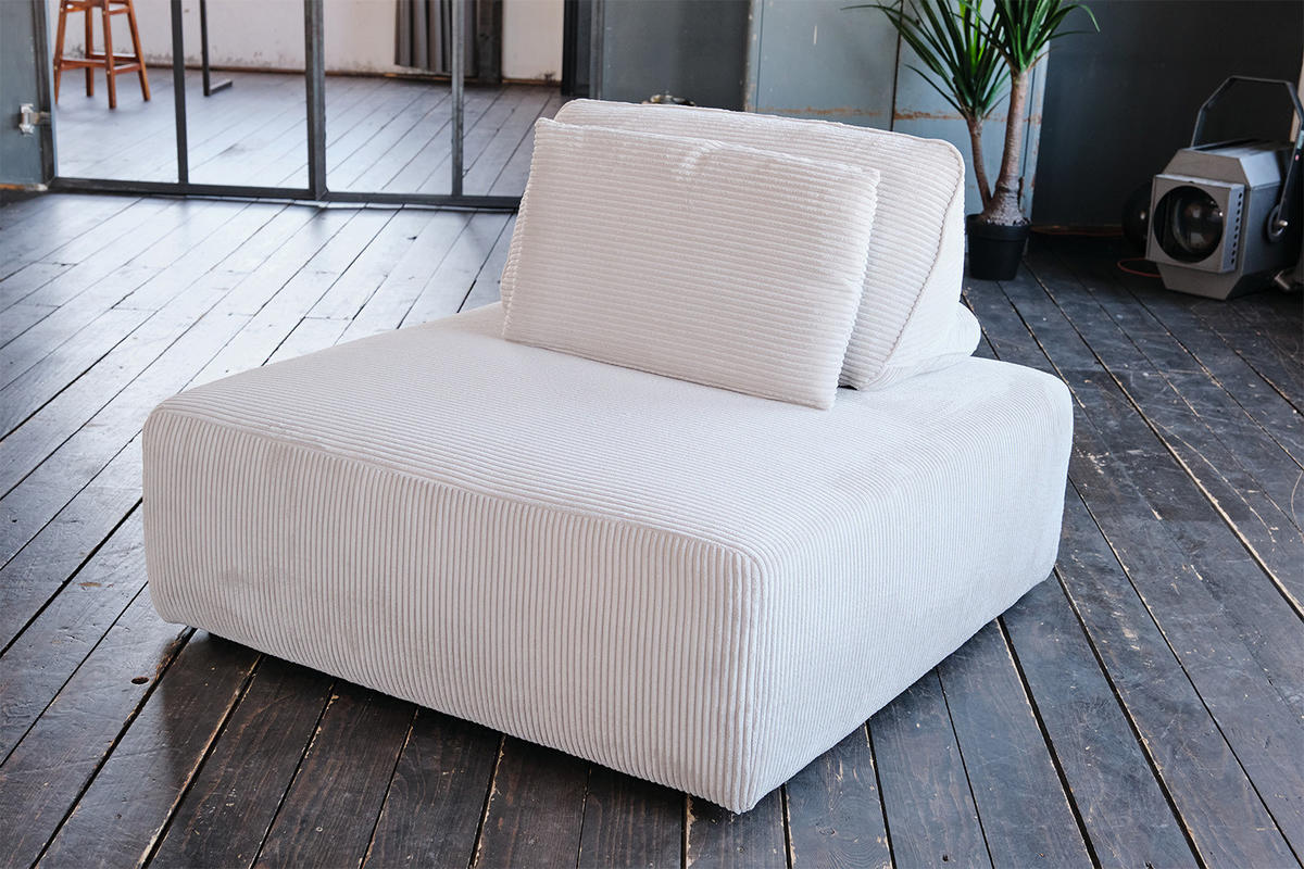 HOCKER MIT RÜCKENKISSEN WIOLO SOFT Hellgrau Cord - Hellgrau/Schwarz, Kunststoff/Textil (111/84/111cm) - KAWOLA