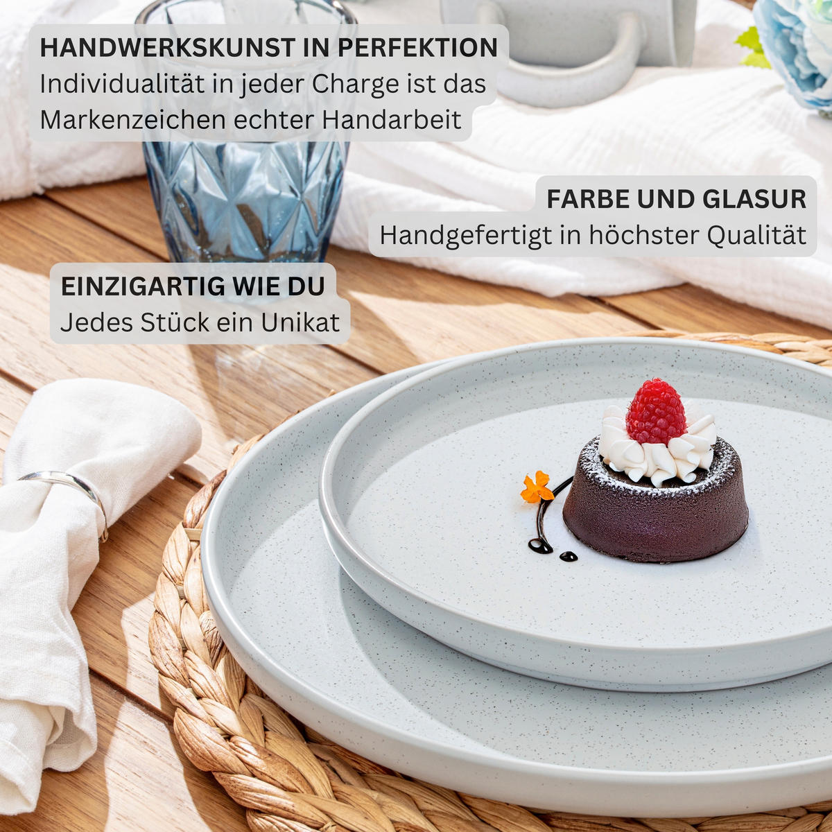 SPEISETELLER LEEDS FROST - 6 teilig aus Steingut - Weiß, Stein (26.5cm) - Sänger