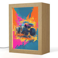NACHTTISCHLAMPE Monstertruck - Abstrakt - Farbspritzer - Farbenfroh 15x20 cm - Pink, Holzwerkstoff (8/15/20cm)