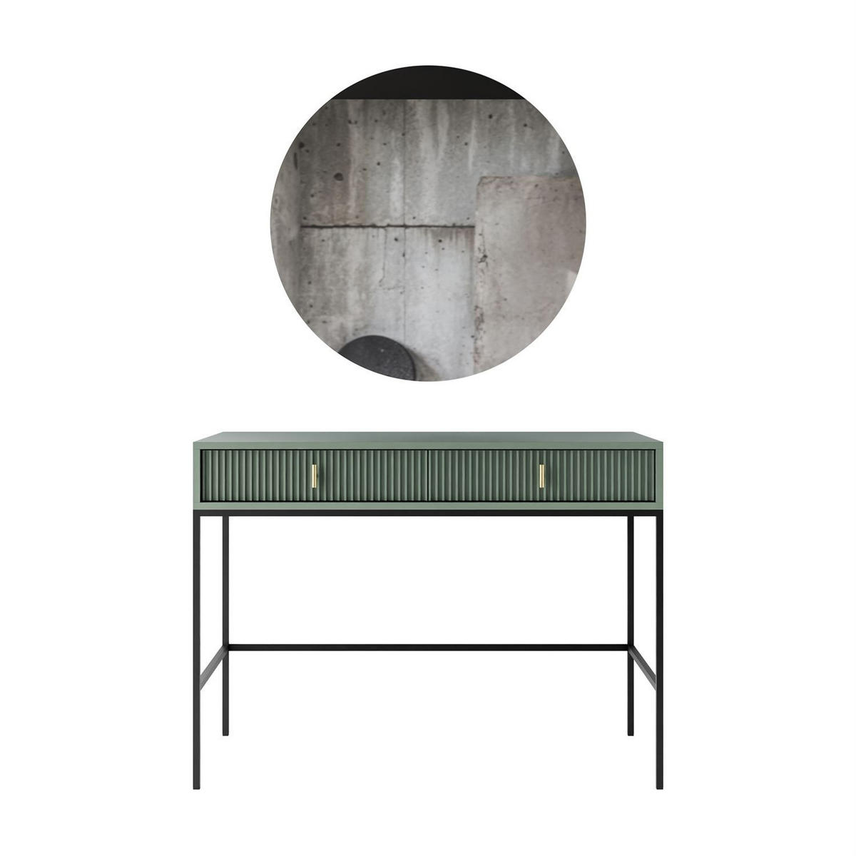 FRISIERTISCH MIDNIGHT auf Gestell mit Spiegel und LED-Beleuchtung grün - Schwarz/Grün, Holzwerkstoff (104/77/50cm) - Lookway