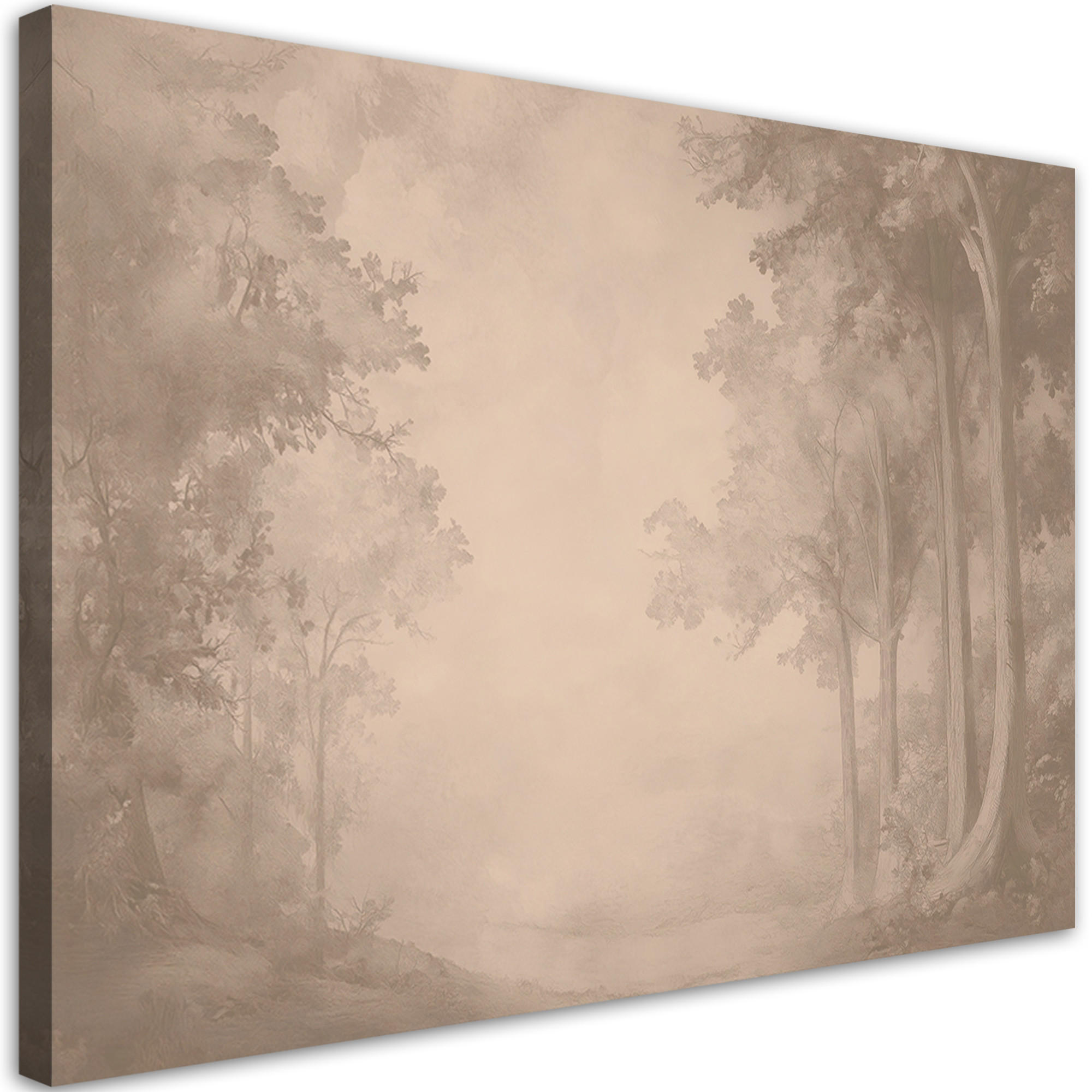 WANDBILD weg durch den wald - Beige, Textil (60/40cm) - Feeby