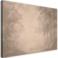 WANDBILD weg durch den wald - Beige, Textil (60/40cm) - Feeby