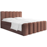 BOXBETT Serenity mit Bettkasten, Terrakotta Chenille 160x200 cm – inkl. H4 Taschenfederkern Matratze & Foam Topper - Terracotta/Schwarz, Holz/Holzwerkstoff (160/200cm) - WFL GROUP