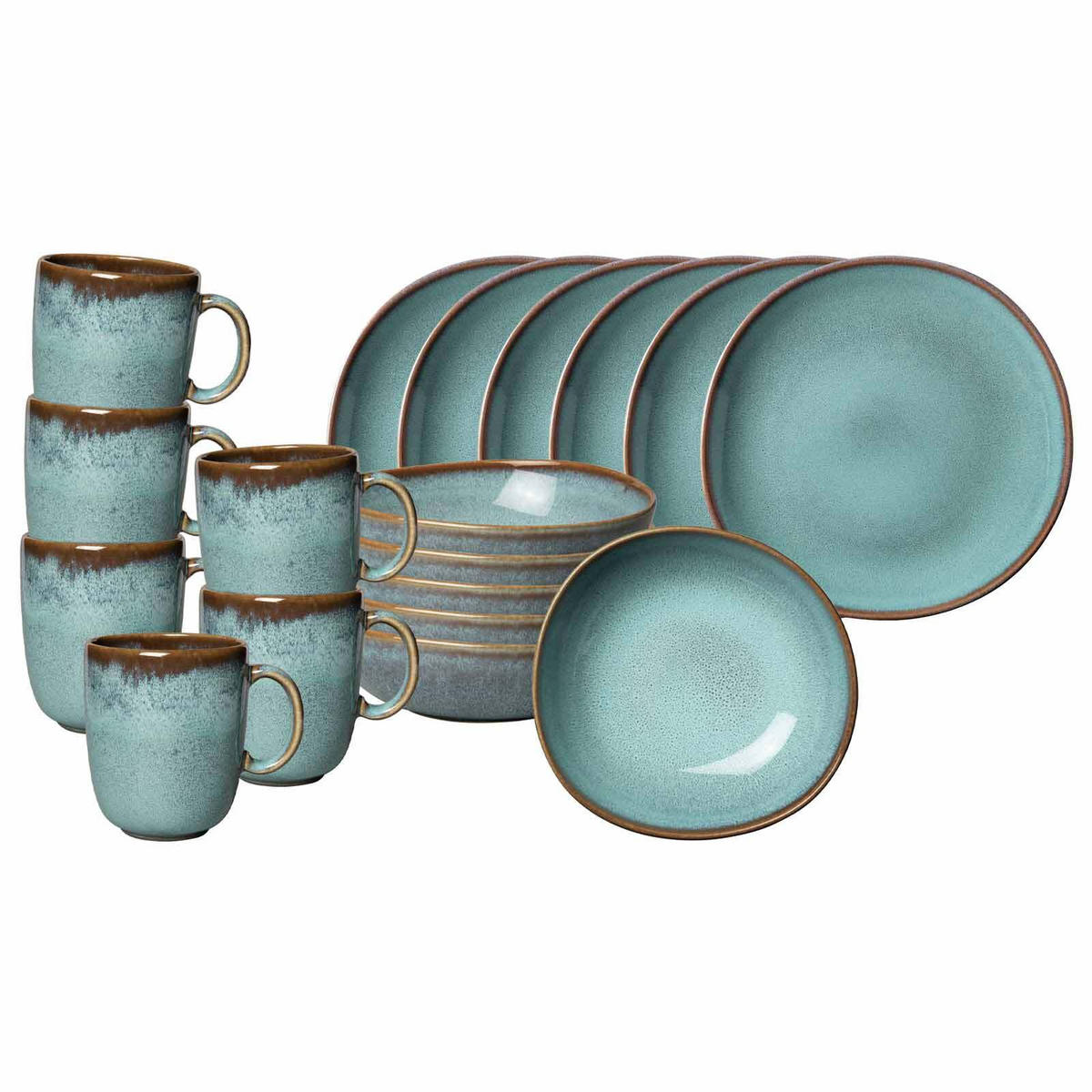 FRÜHSTÜCKS-SET Lave Glacé 18er Set - Türkis, Keramik (1/1/1cm) - like.Villeroy & Boch