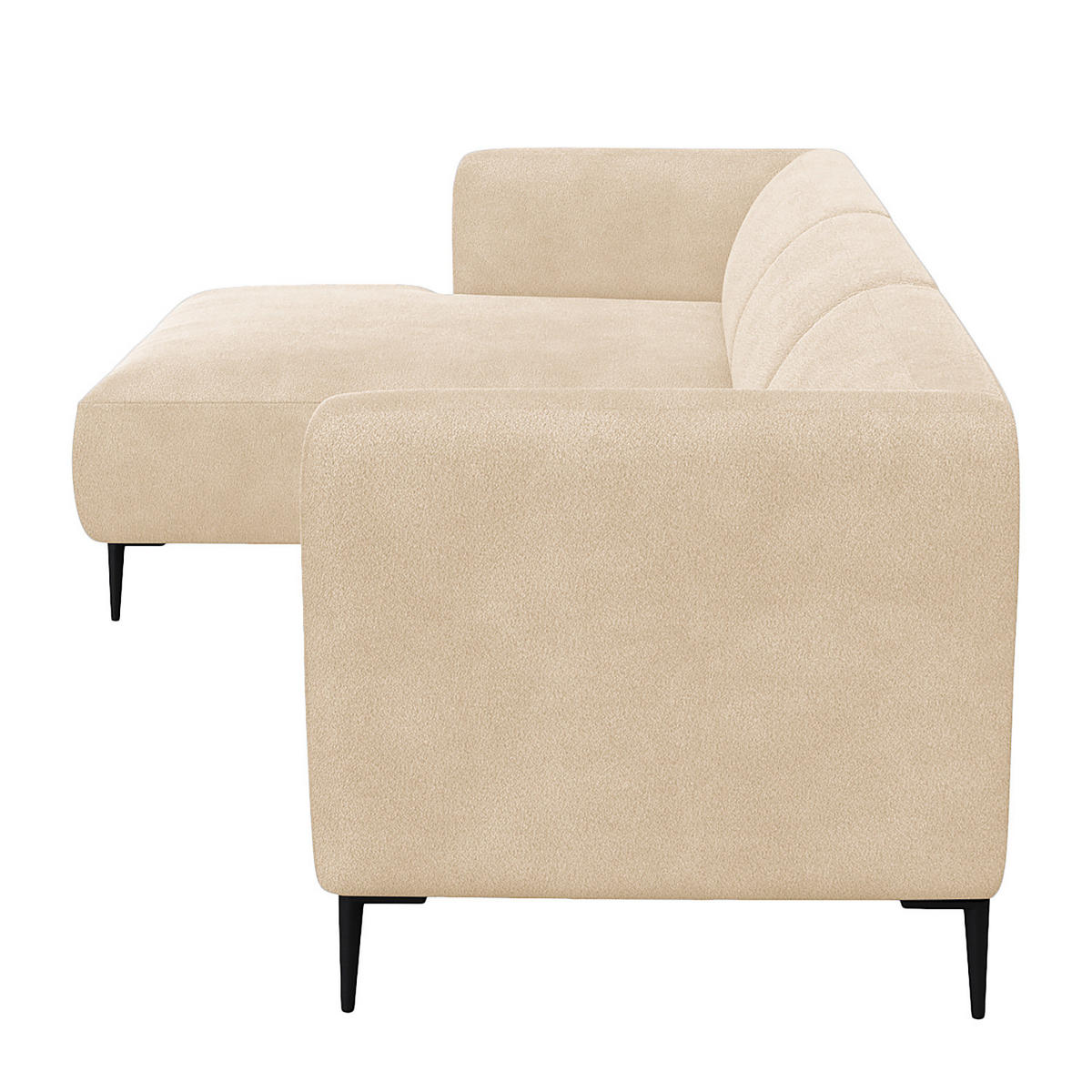 2,5-SITZER ECKSOFA mit Longchair - Beige/Schwarz, Textil/Metall (271/148cm) - home24