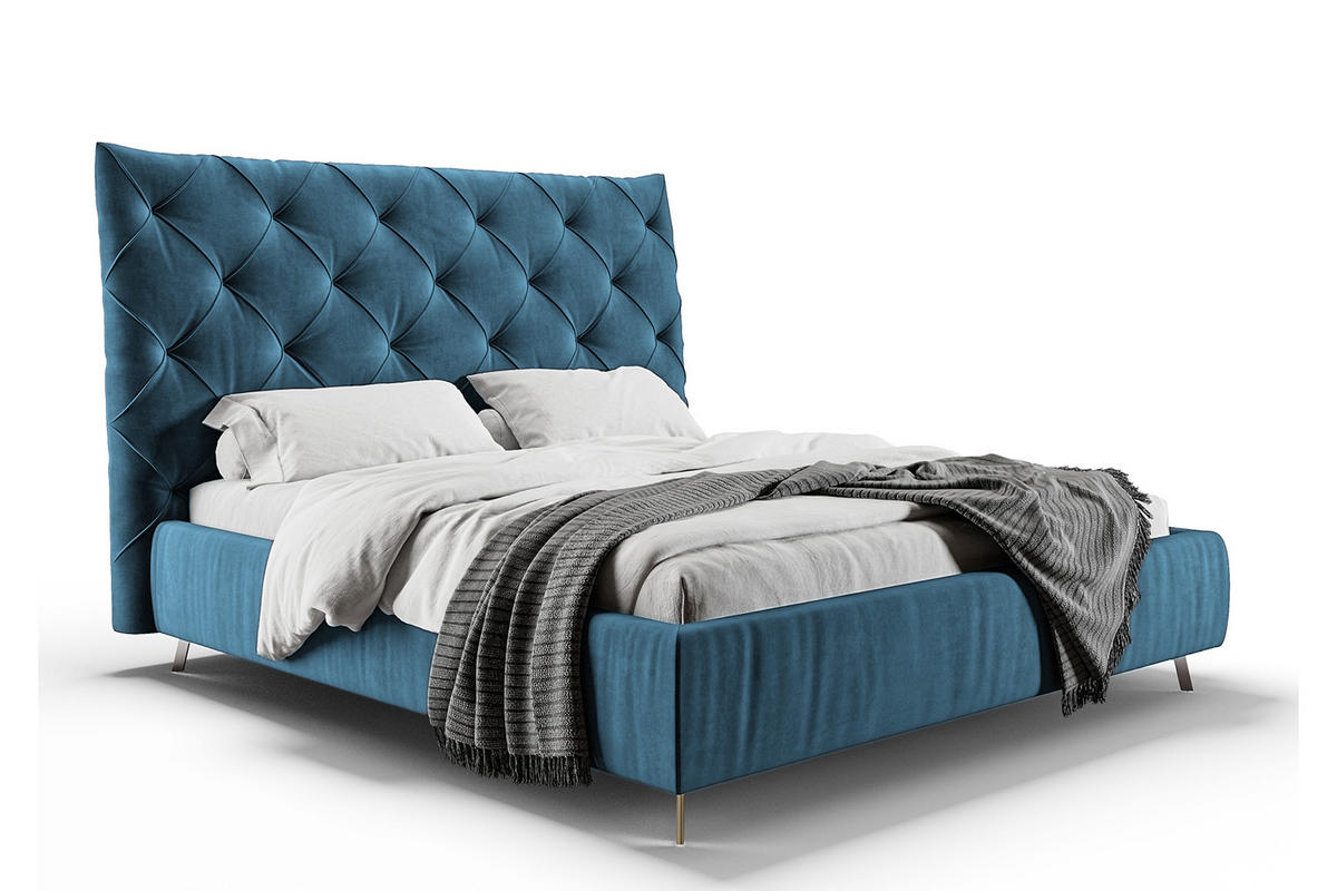 POLSTERBETT ANNY Petrol Massivholz - Petrol, Textil (160/200cm) - KAWOLA