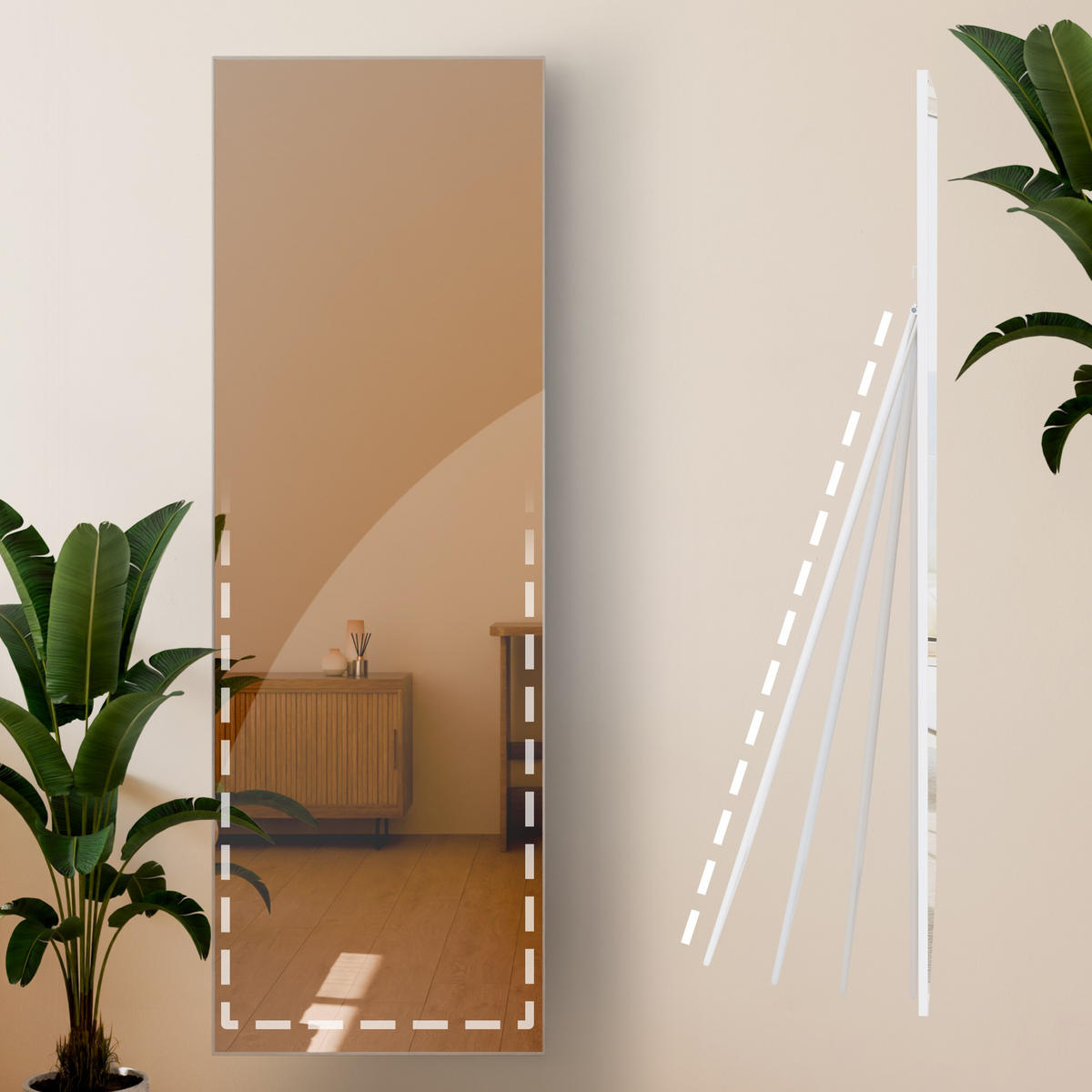 STANDSPIEGEL eckig 50/3/150 cm Glas Weiß Matt - Weiß, Glas (50/150/3cm) - CLP