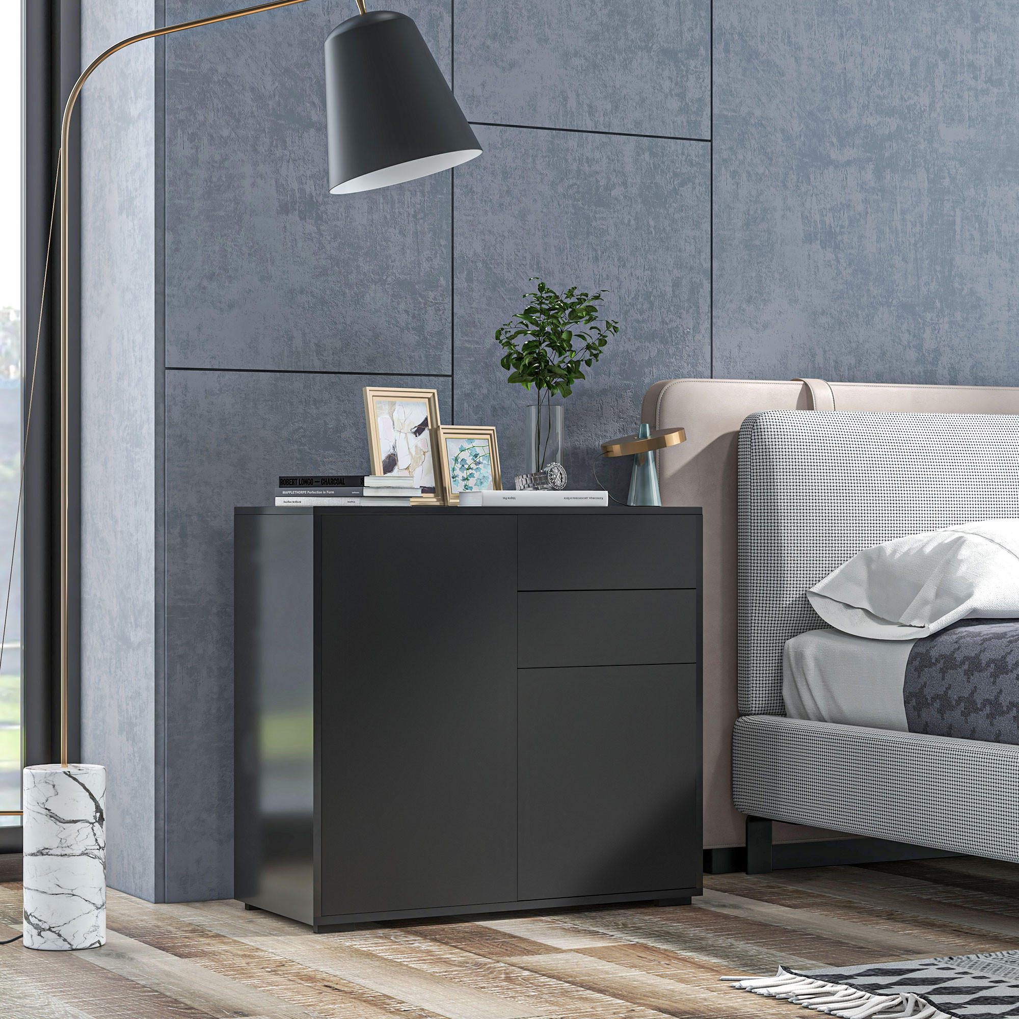 AUFBEWAHRUNGSSCHRANK, Spanplatte, Schwarz, 79 x 36 x 74 cm - Schwarz, Holzwerkstoff (36/74/79cm) - HOMCOM