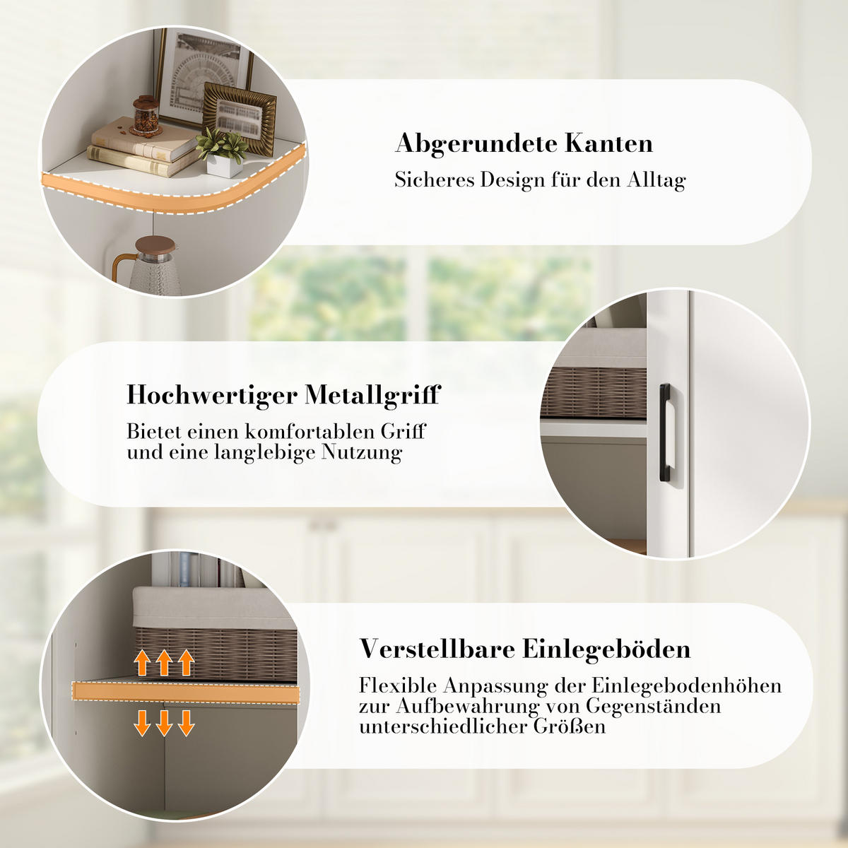 MEHRZWECKSCHRANK DE-38697 103/40/163 cm 4 Türen und 4 offene Fächer Weiß - Weiß, Holzwerkstoff (103/163/40cm) - ComfortXL