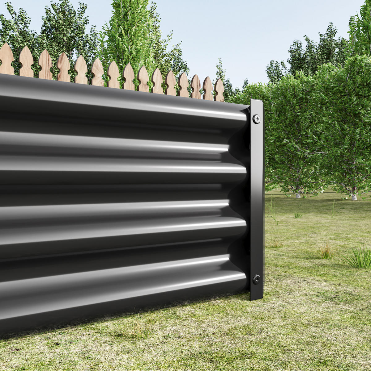 BLUMENKASTEN aus Metall 180x99x30 cm in Schwarz mit offener Basis - Schwarz, Metall (90/30/180cm) - Modfu
