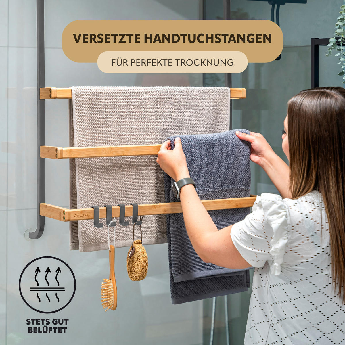 HANDTUCHHALTER für Glasduschwand grau - Grau, Metall (63.5/77.5/17cm) - eluno