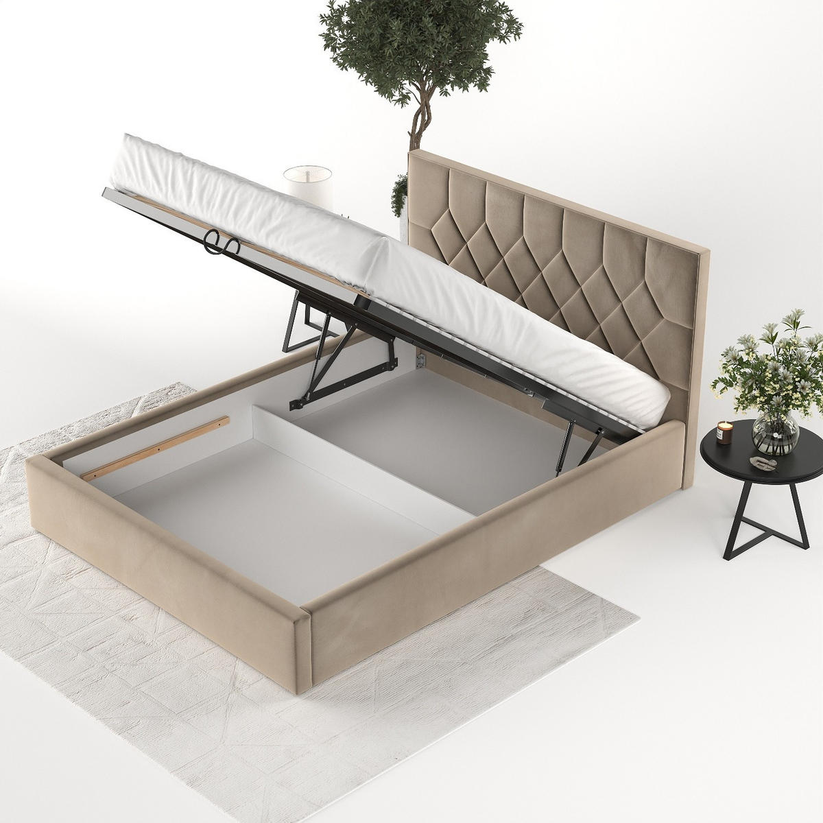 POLSTERBETT Brisa 160/200 cm Taupe im Paros Stoff - Taupe/Schwarz, Holz/Holzwerkstoff (160/200cm) - AltaBeds