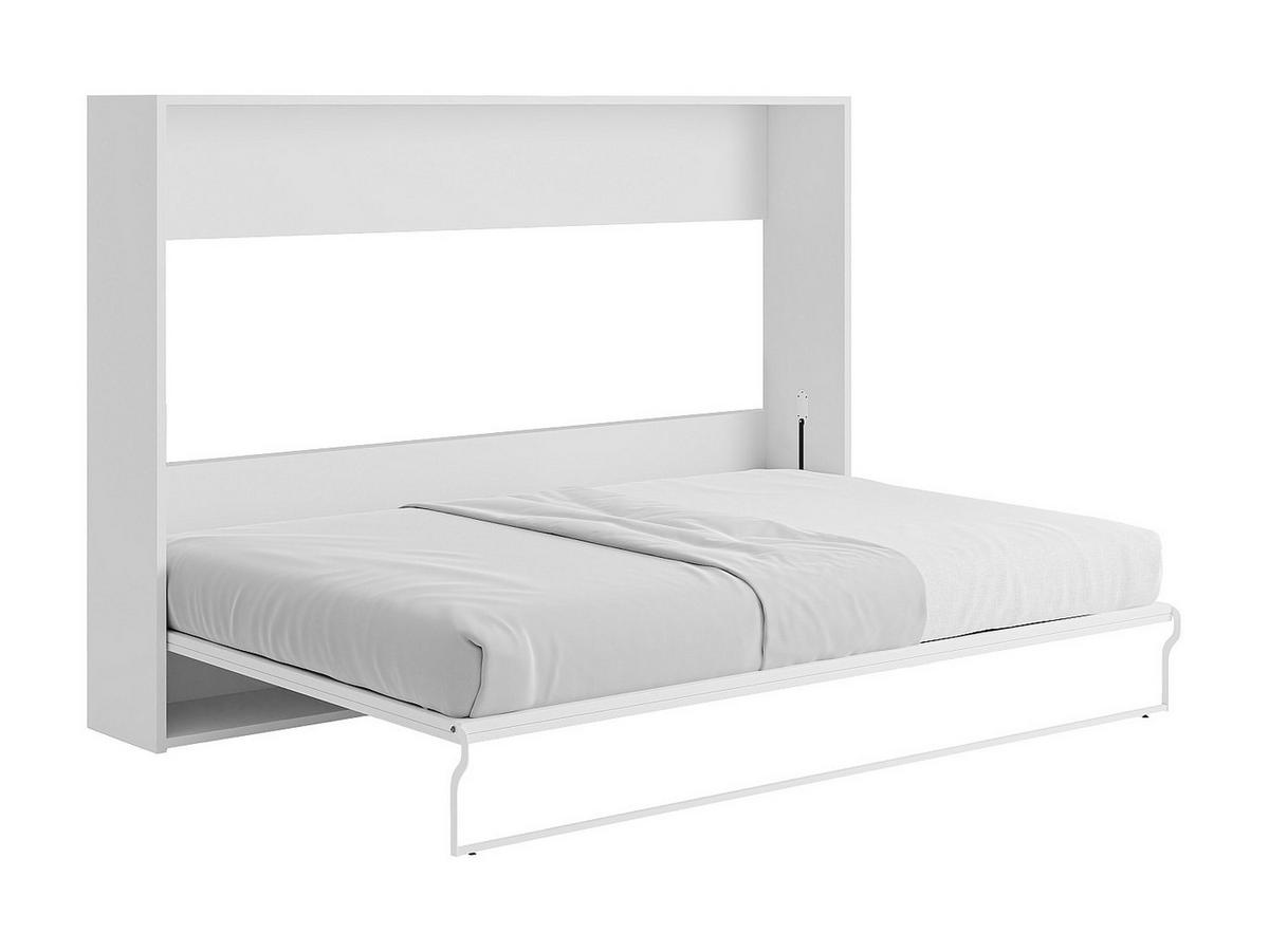 SCHRANKBETT - 2 Personen - Holz, Platte - Grau, Weiß - Weiß/Grau, Holz (140/200cm) - Vente-Unique