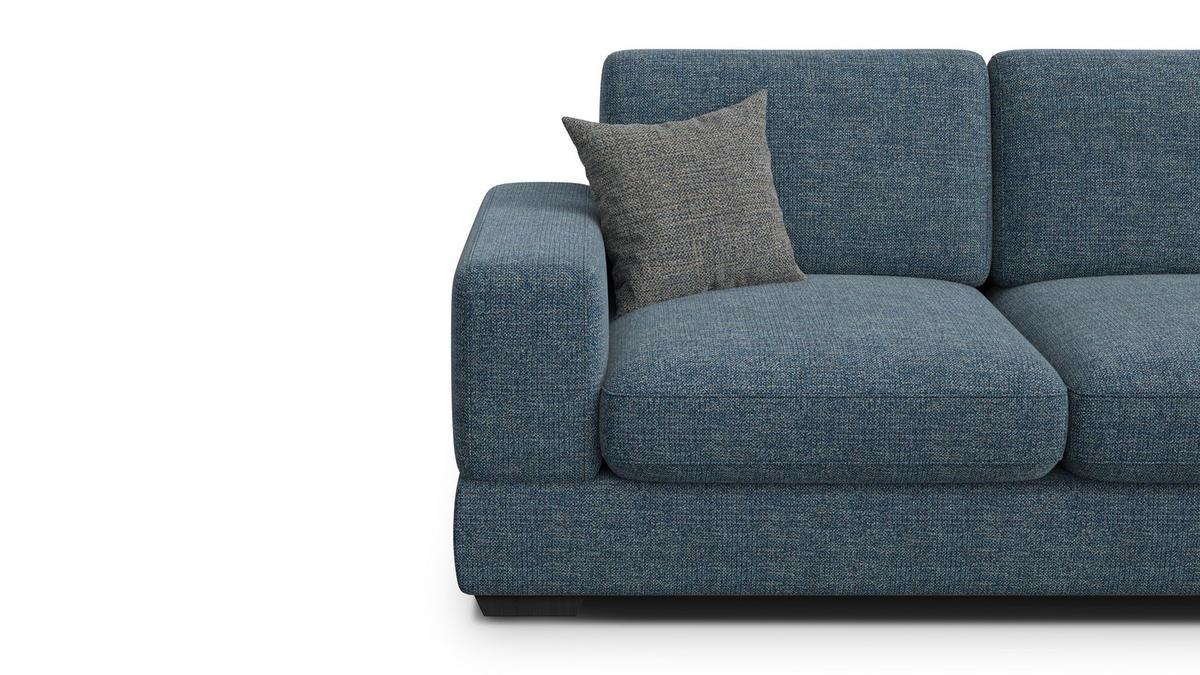 SOFA OTTO 3-Sitzer, marineblau - Blau/Schwarz, Holz/Textil (201/89/98cm) - Courtois Laville