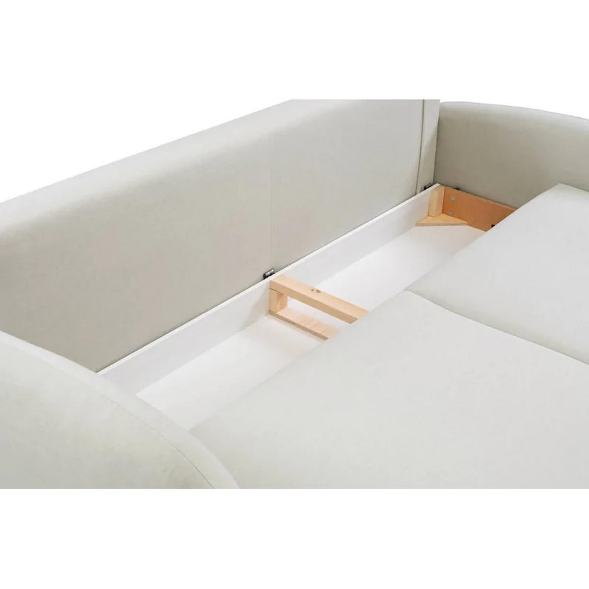SCHLAFSOFA SOFTI, Sofa mit Schlaffunktion und Bettkasten, Farbe: Creme, Velourstoff - Creme, Textil (232/95/109cm) - Sepro Meble