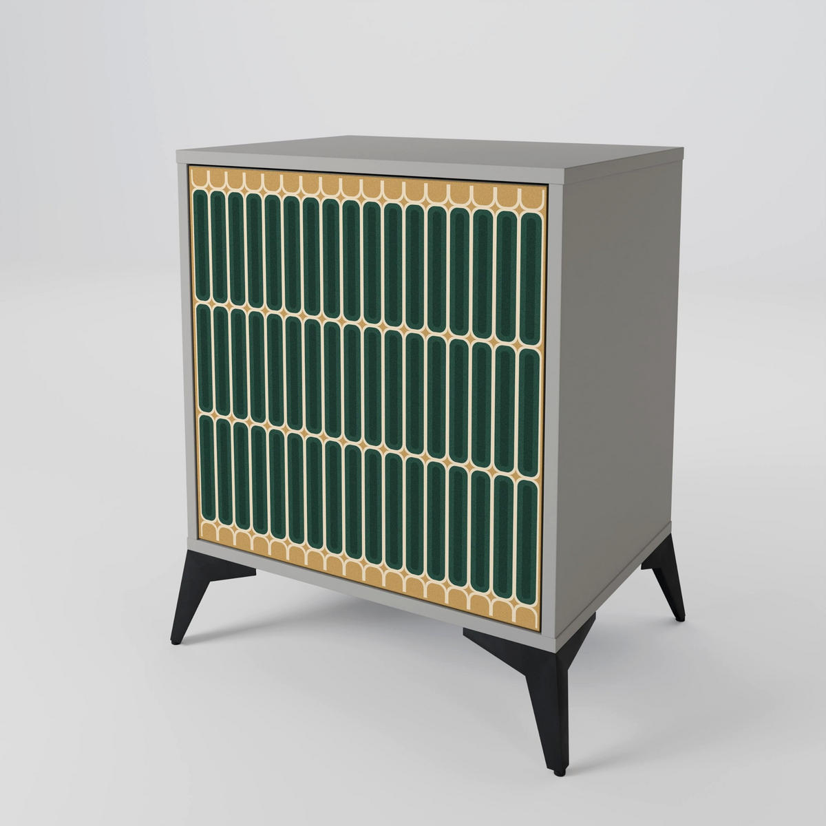 SIDEBOARD ILUSION GATE, Grau, 57,5x42x72,5 cm, Schwarze Metallfüße - Multicolor/Schwarz, Holzwerkstoff/Metall (57.5/72.5/42cm) - SpaceRebels