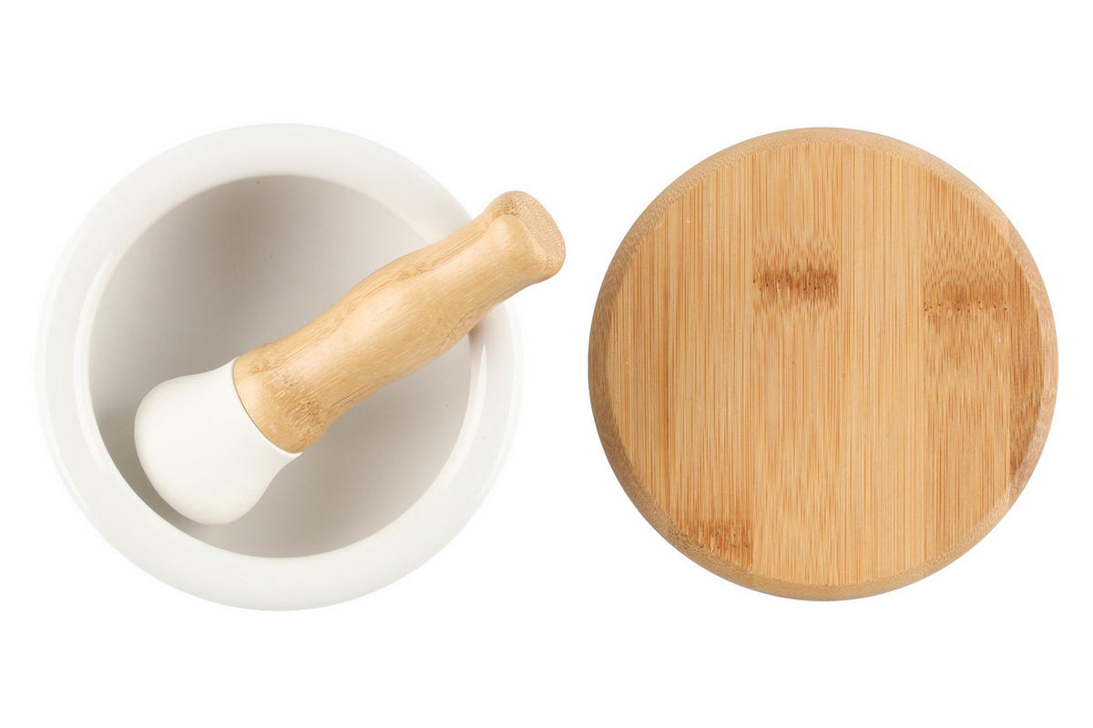 MÖRSER mit Deckel Ø 12 cm - Weiß, Keramik (12/6/12cm)