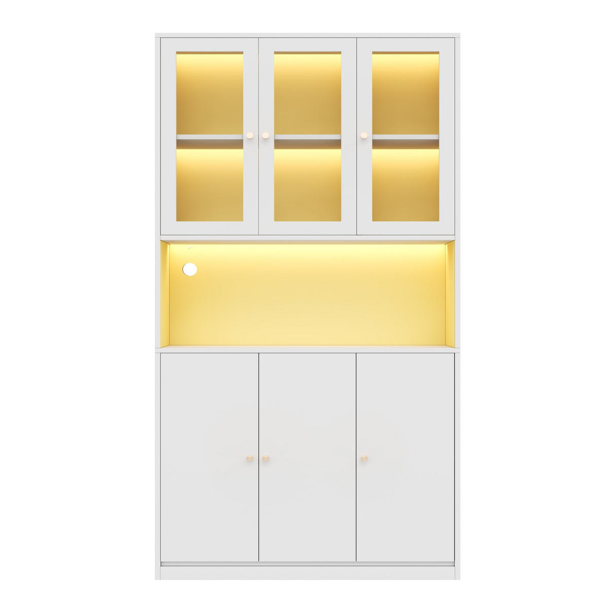 VITRINE 100/35/200 cm aus MDF mit Glasvitrine und LED-Beleuchtung Weiß - Weiß, Holzwerkstoff (100/200/35cm) - Modenvie