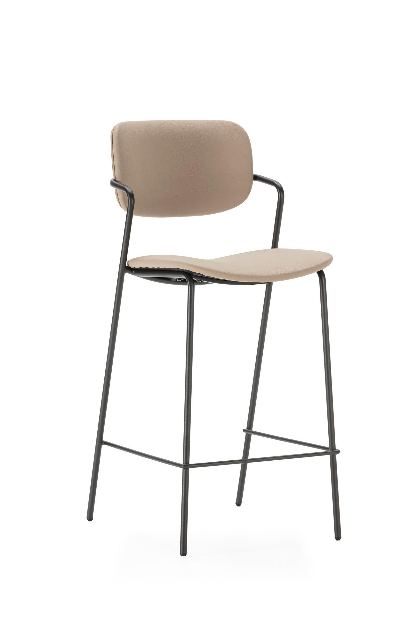 HOCKERN (Set aus 2) mit schwarzen metallbeinen - maika 44/51/66 cm - Beige, Textil (51/66/44cm) - Calicosy