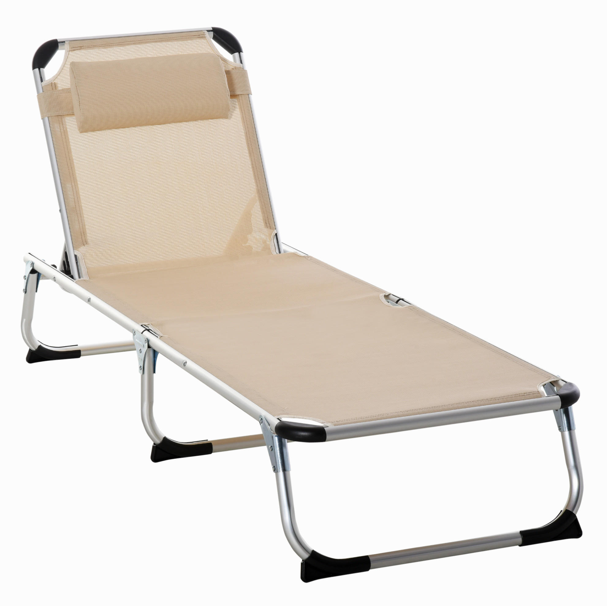 SONNENLIEGE aus Aluminium 165x60x76 cm in Beige mit 4-fach verstellbarer Rückenlehne - Beige, Metall (60/76/165cm) - Modfu