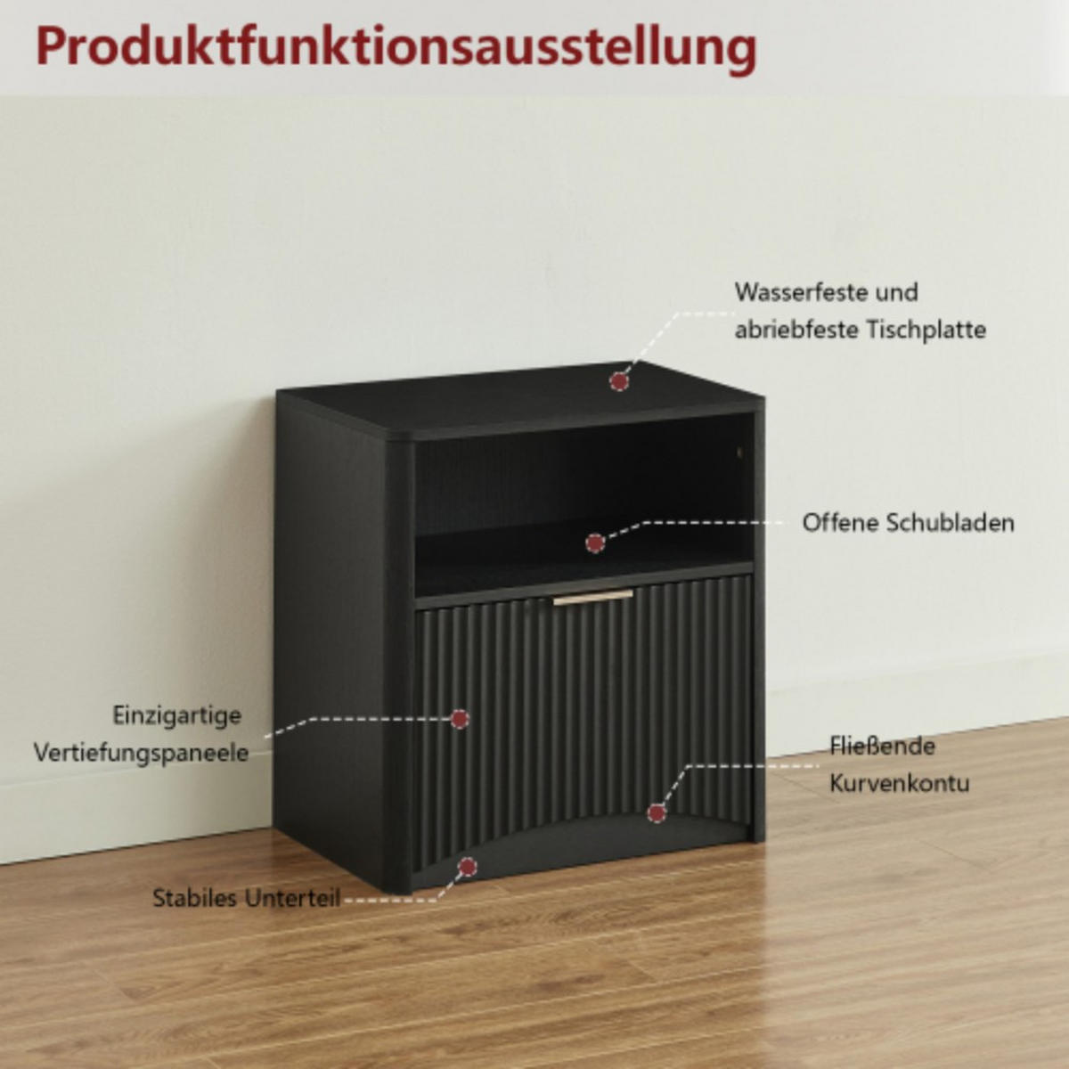 NACHTSCHRANK 58B/38T/60H cm Schwarz - Schwarz, Holzwerkstoff (38/60/58cm)