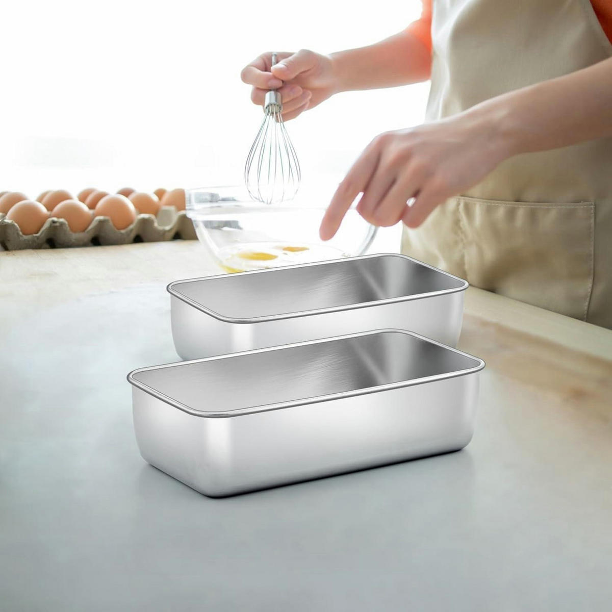 BROTBACKFORM 2er Set Edelstahl 23,5 x 12,6 x 6 cm - Silberfarben, Metall (23.5/6.5/12.5cm)