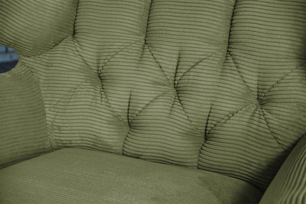 LONGSEAT CHAMRE Grün Cord - Schwarz/Grün, Textil/Metall (130/95/160cm) - KAWOLA