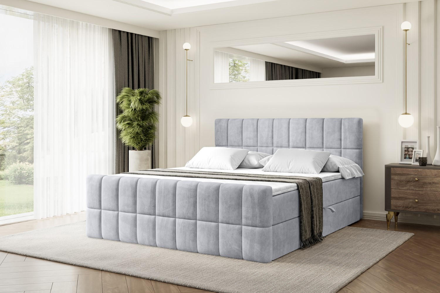 BOXBETT MIAMI-Z - 120x200 cm - H3 - Hellgrau - Hellgrau, Holzwerkstoff (120/200cm) - ALTDECOR