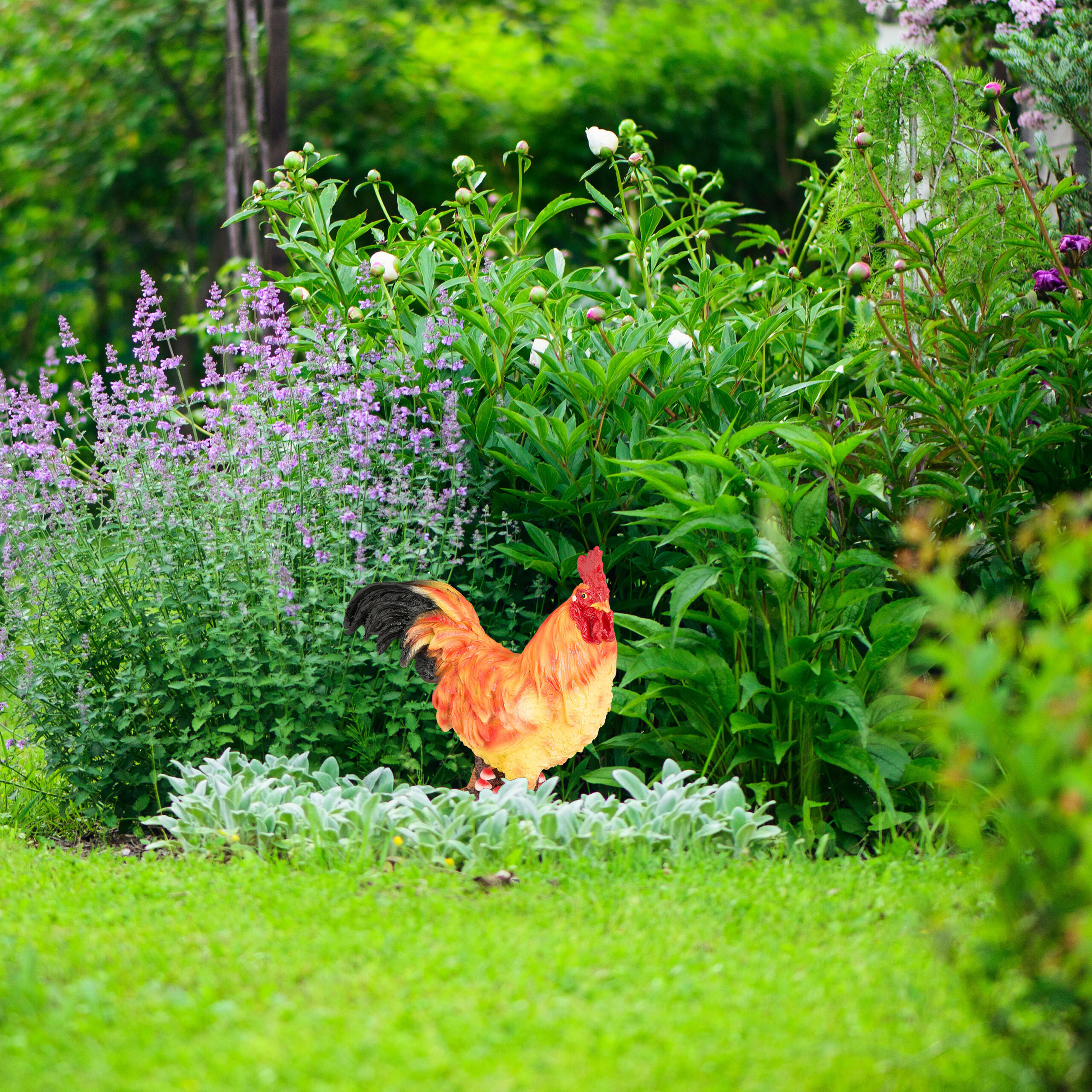 GARTENFIGUR Hahn - Multicolor, Kunststoff (30/34/11cm) - Relaxdays