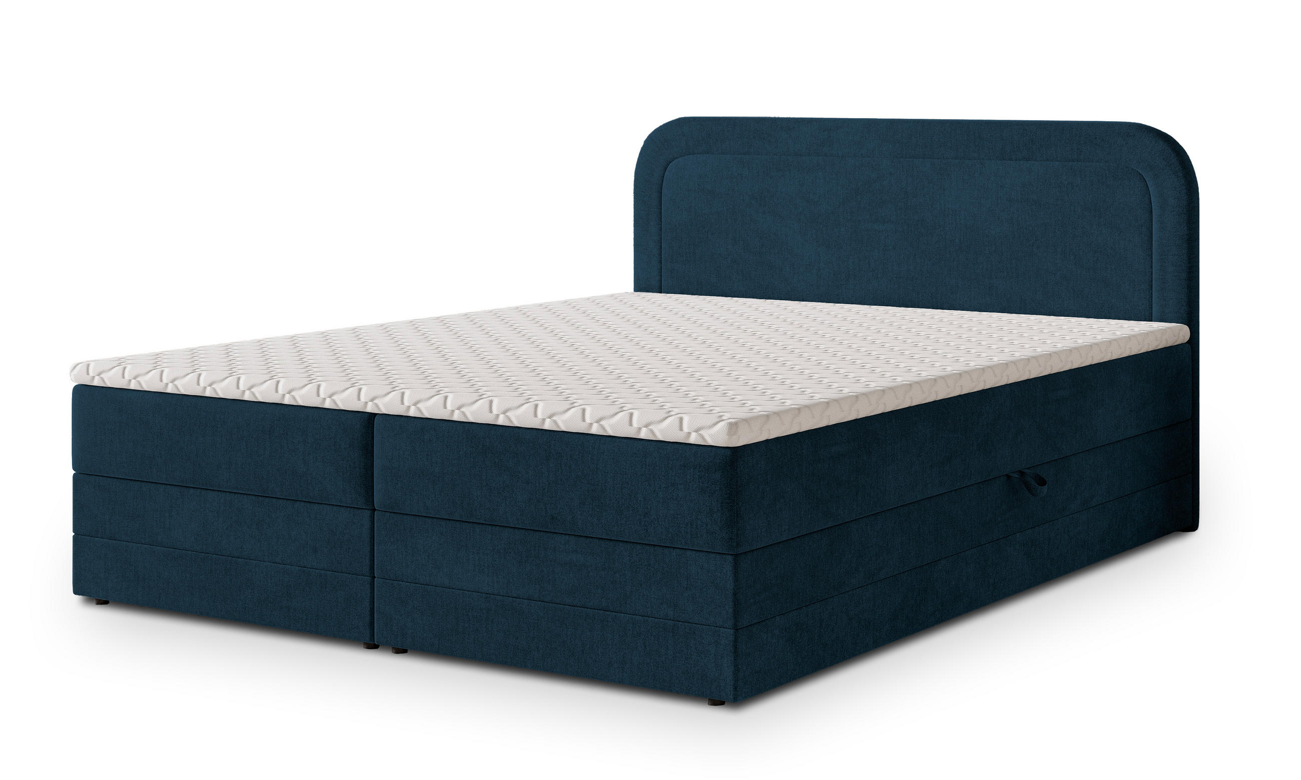BOXBETT ARMEL 160x200 cm mit Matratze und Topper - Blau - Blau, Holz (160/200cm) - MASSENO