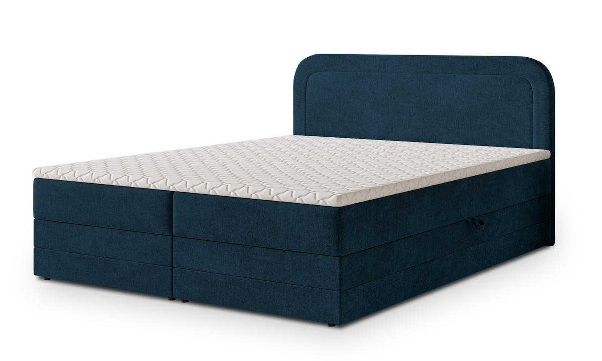 BOXBETT ARMEL 160x200 cm mit Matratze und Topper - Blau - Blau, Holz (160/200cm) - MASSENO