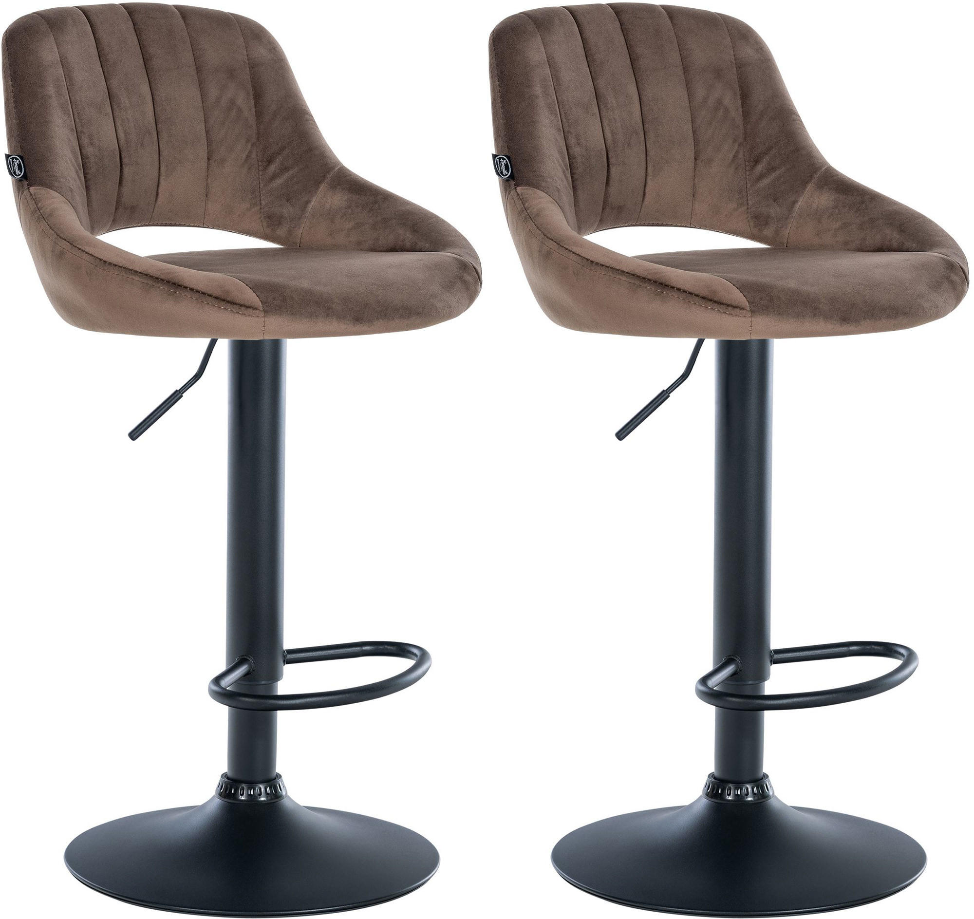 BARHOCKER 2er Set Samt braun - Schwarz/Braun, Textil (47/85/48cm) - CLP