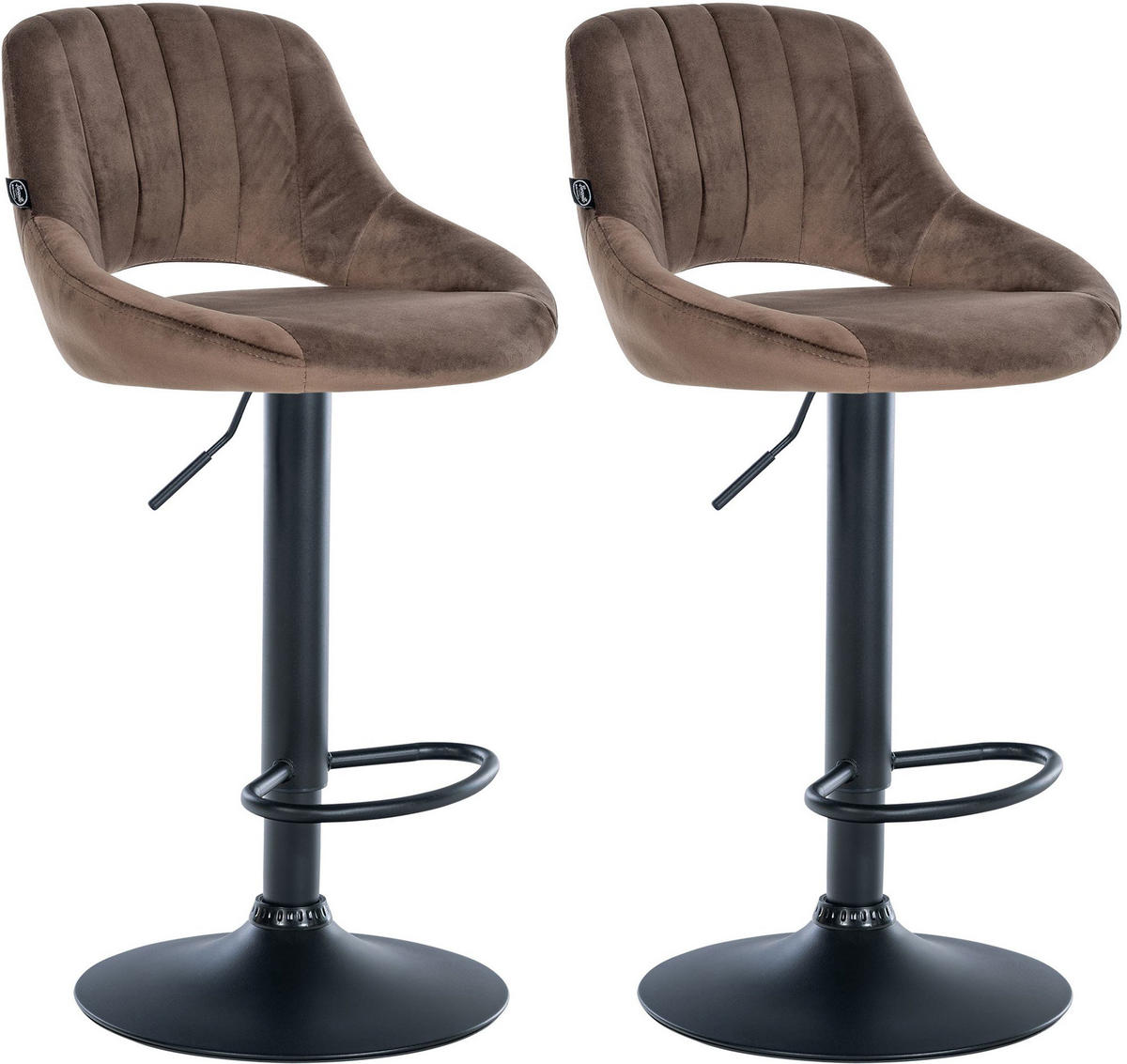 BARHOCKER 2er Set Samt braun - Schwarz/Braun, Textil (47/85/48cm) - CLP