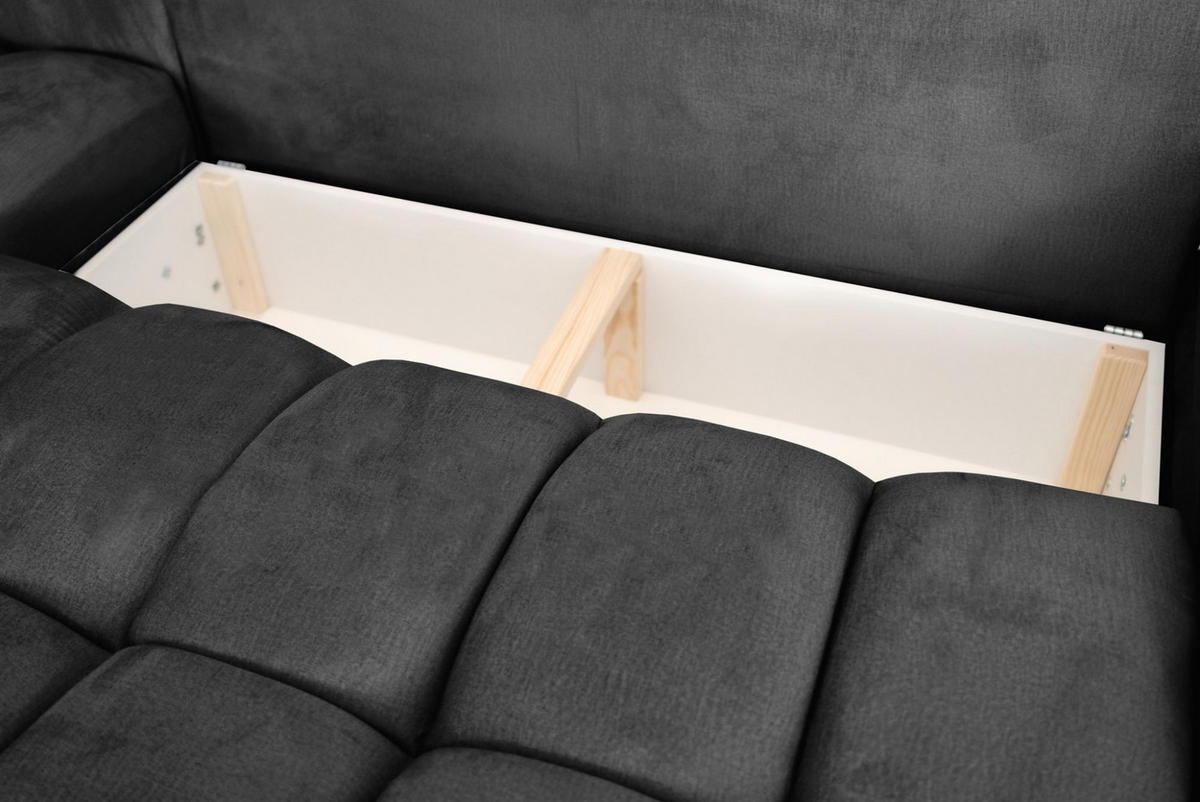 WOHNLANDSCHAFT Collin Mit Schlaffunktion - Dunkelgrau, Holzwerkstoff/Textil (382/85/185cm) - Fun Möbel