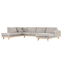 WOHNLANDSCHAFT mit Longchair - Buchefarben/Grau, Textil (371/81/219cm) - home24