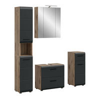 BADEZIMMER Alba 5-tlg. (B/H/T: ca. 150/185/30 cm) in Nox Oak /schwarz matt - Eichefarben, Holz (150/185/30cm)