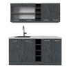 SINGLEKÜCHE R-Line Schwarz Beton/Anthrazit 160 cm AP Marmor - Anthrazit/Schwarz, Holzwerkstoff (160/81.6/60cm) - Vicco