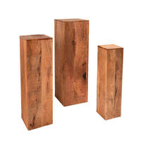 DEKO SÄULE MAKASSAR Mango Natur 80 cm 3er Set - Braun, Holz (25/80/25cm) - riess-ambiente