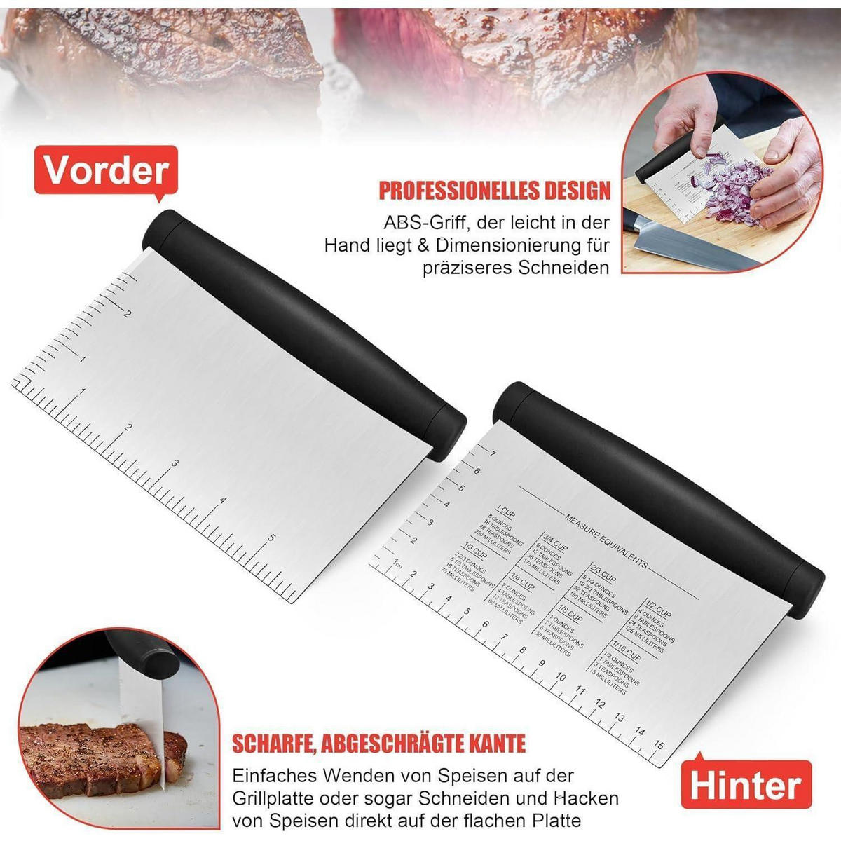 GRILLSPACHTEL 3er Set Edelstahl ABS Kunststoffgriff - Multicolor, Metall (7.3/1/36.5cm)